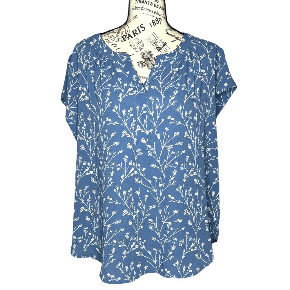 41Hawthorn (XXLP) Morey Split Neck Short Sleeve Blouse - Stitch Fix Floral Top